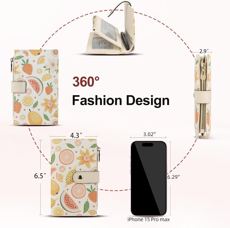 yiijay Womens Wallet RFID Blocking Vegan Leather Trifold Clutch Credit Card Holder Ladies Travel Wallet Purse with Pen Holder - Image 4